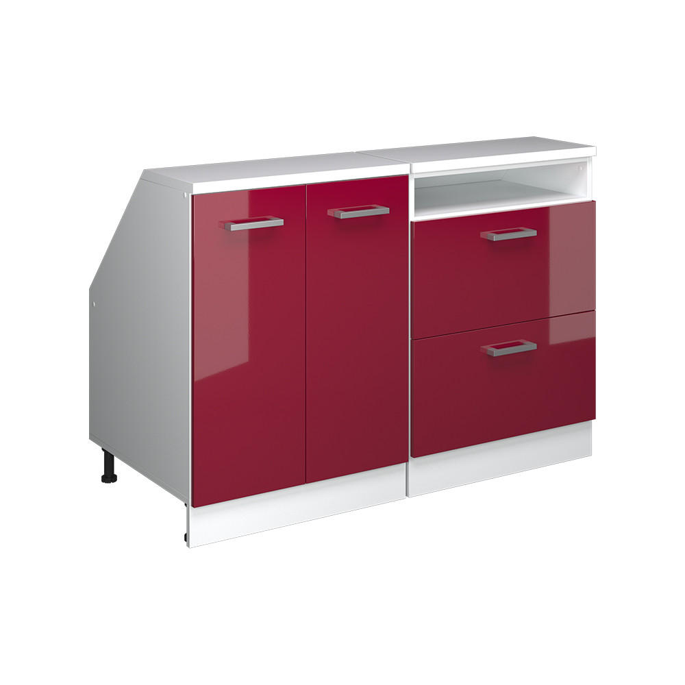 DACHSCHRÄGENSCHRANK-SET Rion Rot Hochglanz 120 cm 2er Set Schrankkorpuss 60 cm Tiefe - Bordeaux/Weiß, Holzwerkstoff (120/83.8/60cm) - Vicco