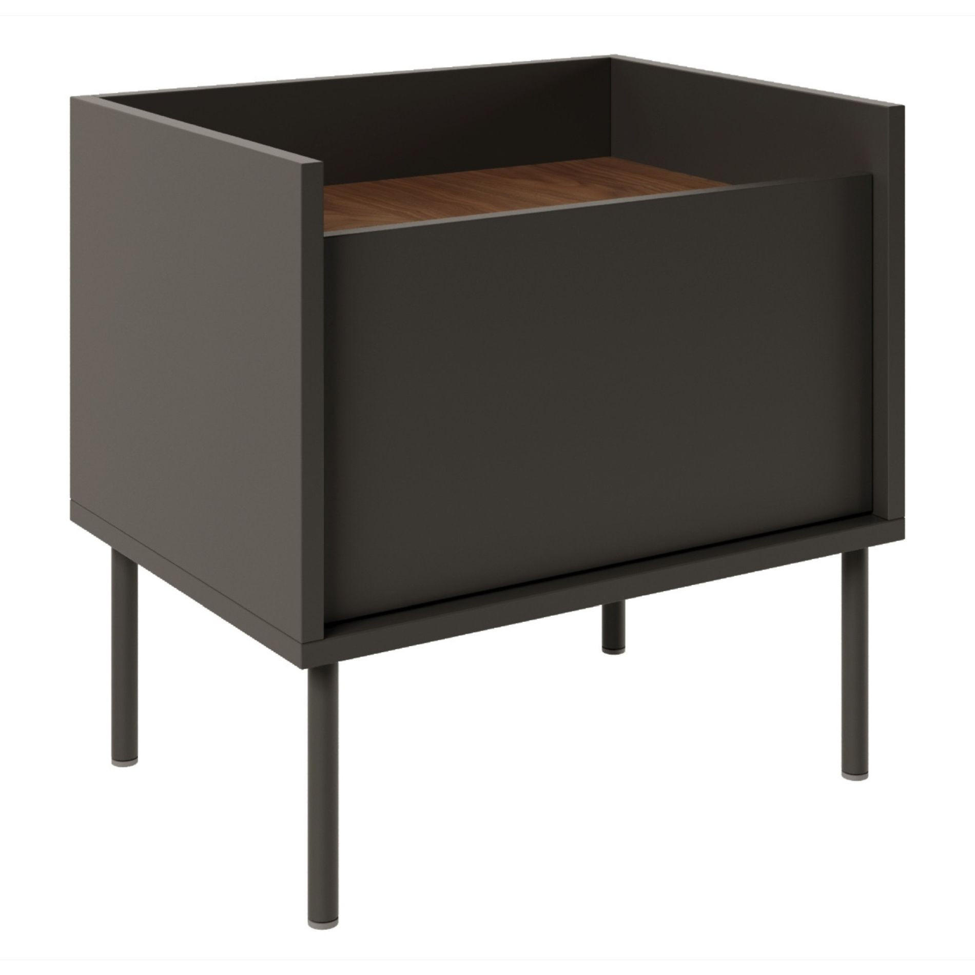NACHTTISCH Tovi Schwarz / Holzoptik Nussbaum 50 cm - Schwarz, Holzwerkstoff/Metall (48.2/48.5/36.4cm) - Selsey