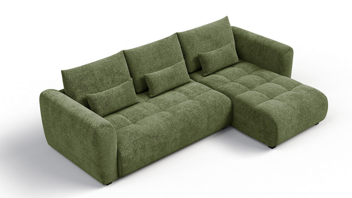 ECKSOFA SORENO 4-Sitzer, dunkelgrün - Dunkelgrün/Schwarz, Holz/Textil (293/171cm) - Courtois Laville