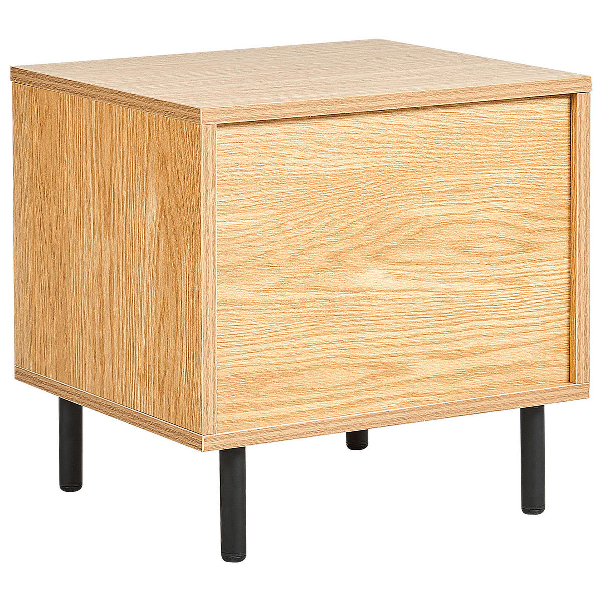 NACHTTISCH heller Holzfarbton/schwarz 1 Schublade Nikea - Hellbraun/Schwarz, Holzwerkstoff (45/45/40cm) - Beliani