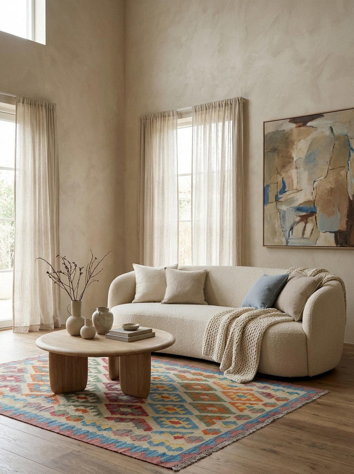 HANDWEBTEPPICH Kelim Gashgai Beige 179/126 cm - Beige, Textil (126/179cm) - Looma