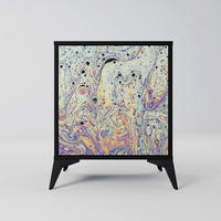 SIDEBOARD MOSAIC OF COLORS, Schwarz, 57,5x42x70,5 cm, Schwarze Metall-Sternfüße - Multicolor/Schwarz, Holzwerkstoff/Metall (57.5/70.5/42cm) - SpaceRebels