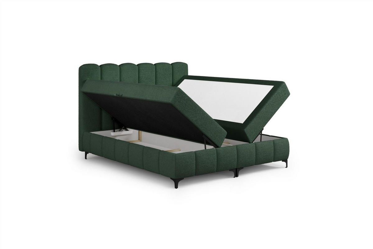 BOXBETT Isabel - Grün, Holzwerkstoff/Textil (140/200cm) - Fun Möbel