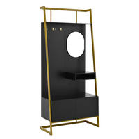 KOMPAKTGARDEROBE 78/38,5/180,5 cm aus Holzwerkstoff und Metall mit Spiegel und Schuhschrank Schwarz - Schwarz, Holzwerkstoff (78/180.5/38.5cm) - Modenvie