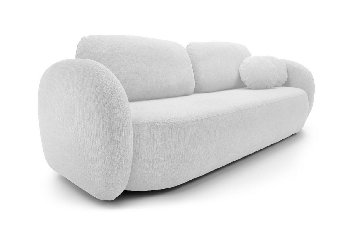 SOFA OLIO Mit Schlaffunktion Und Bettkasten, Bonell-Taschenfederung, Aragon-Stoff, lose Rückenkissen, freistehend, 238x101x86 cm Silver - Weiß, Holz/Textil (238/86/101cm) - DomoHome