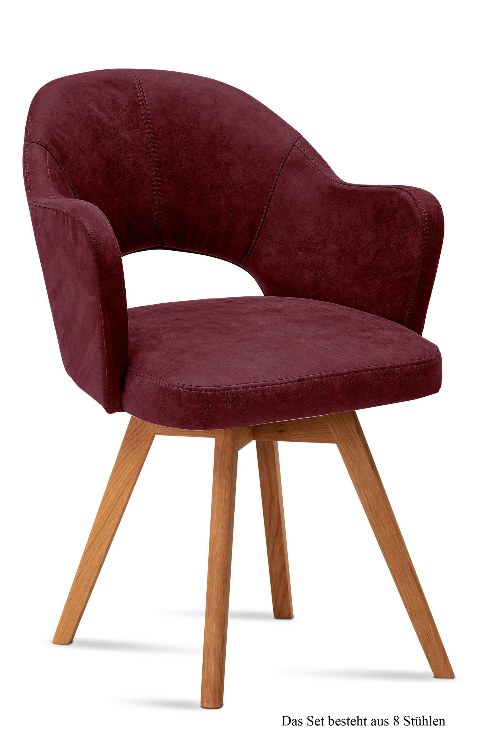 ARMLEHNSTUHL (8er-Set) Dolly 59x87x61 Eiche geölt/Marsala - Eichefarben/Brombeere, Kunststoff (61/87/59cm) - 58aufmkessel
