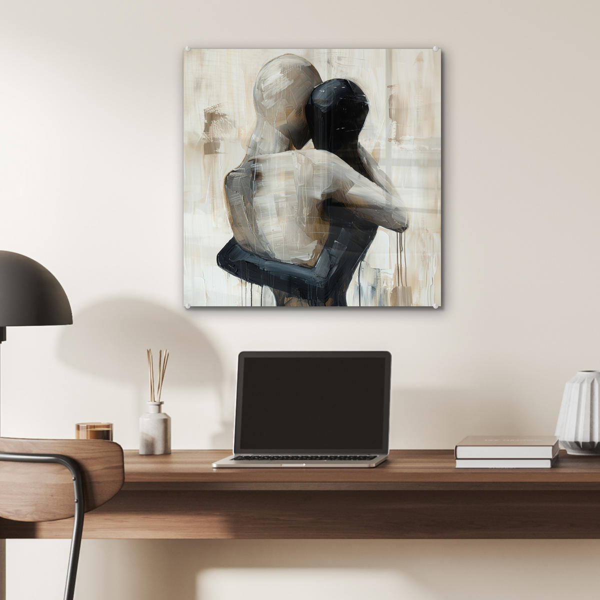ACRYLGLASBILD Abstrakt - Liebe - Schwarz und weiß - Modern 50x50 cm - Schwarz, Glas (50/50cm) - MuchoWow
