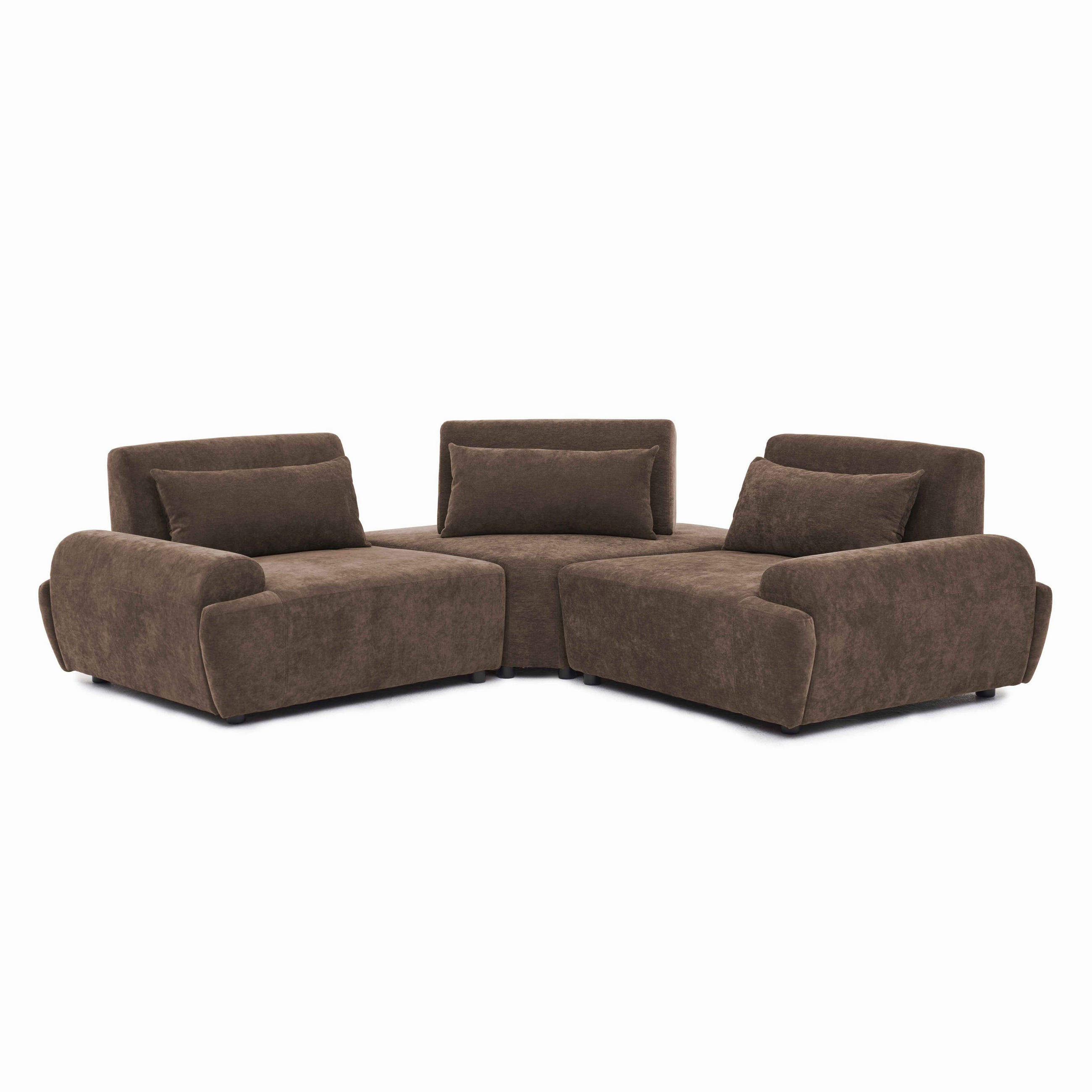ECKSOFA 3-Sitzer, Schokoladebraun - Braun, Textil (231/231cm) - Oviala