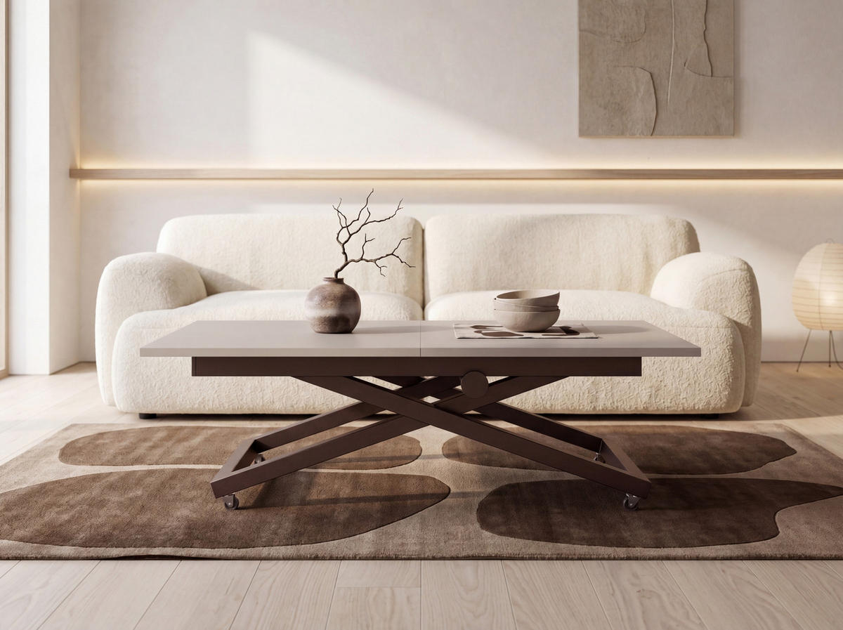 COUCHTISCH Axen höhenverstellbar ausziehbar, Kaschmir 120-160/80/38-75 cm - Kaschmir/Beige, Holzwerkstoff/Metall (80/160/75cm) - WFL GROUP