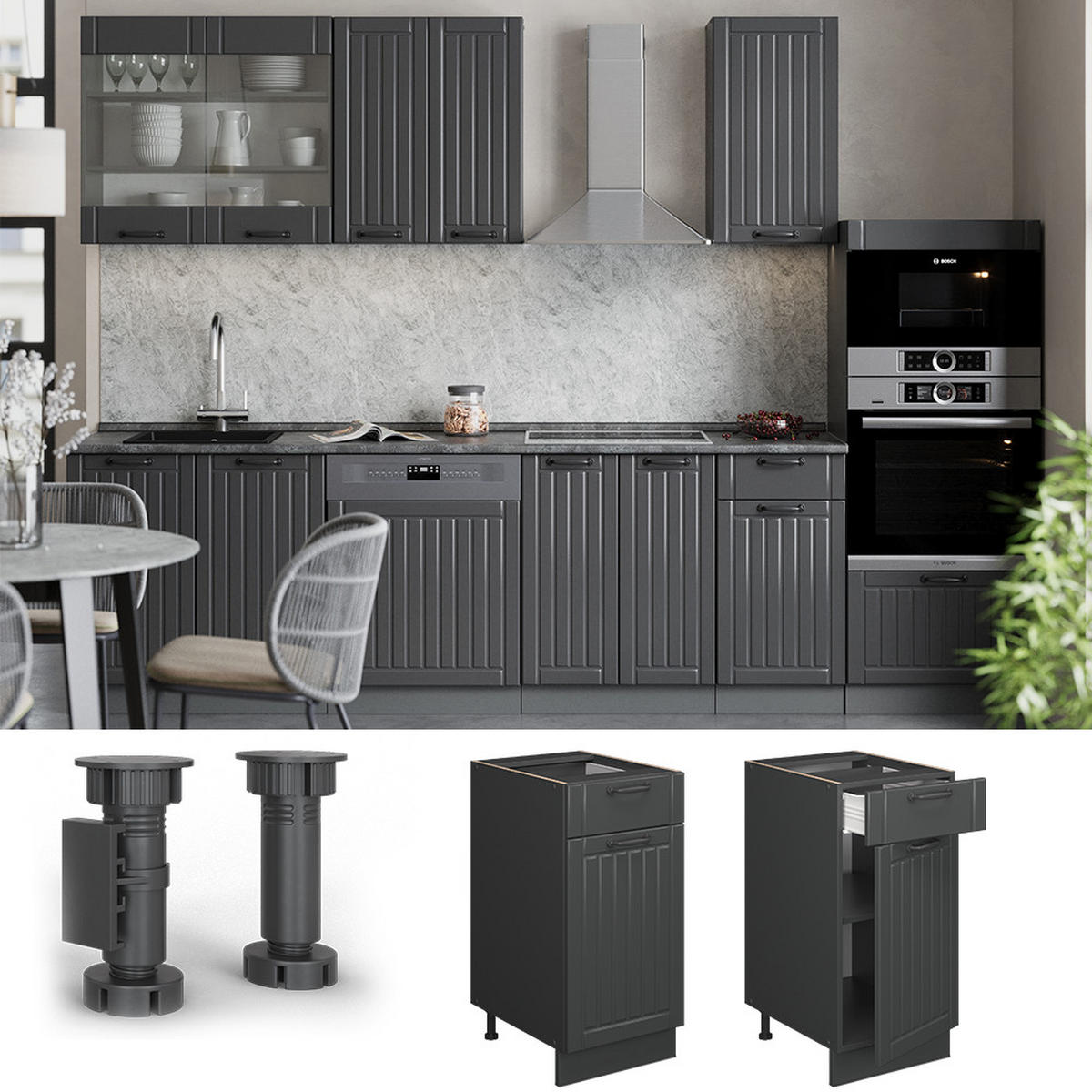 Dunkelgrau/Anthrazit, Holzwerkstoff (40/82/60cm) - Vicco