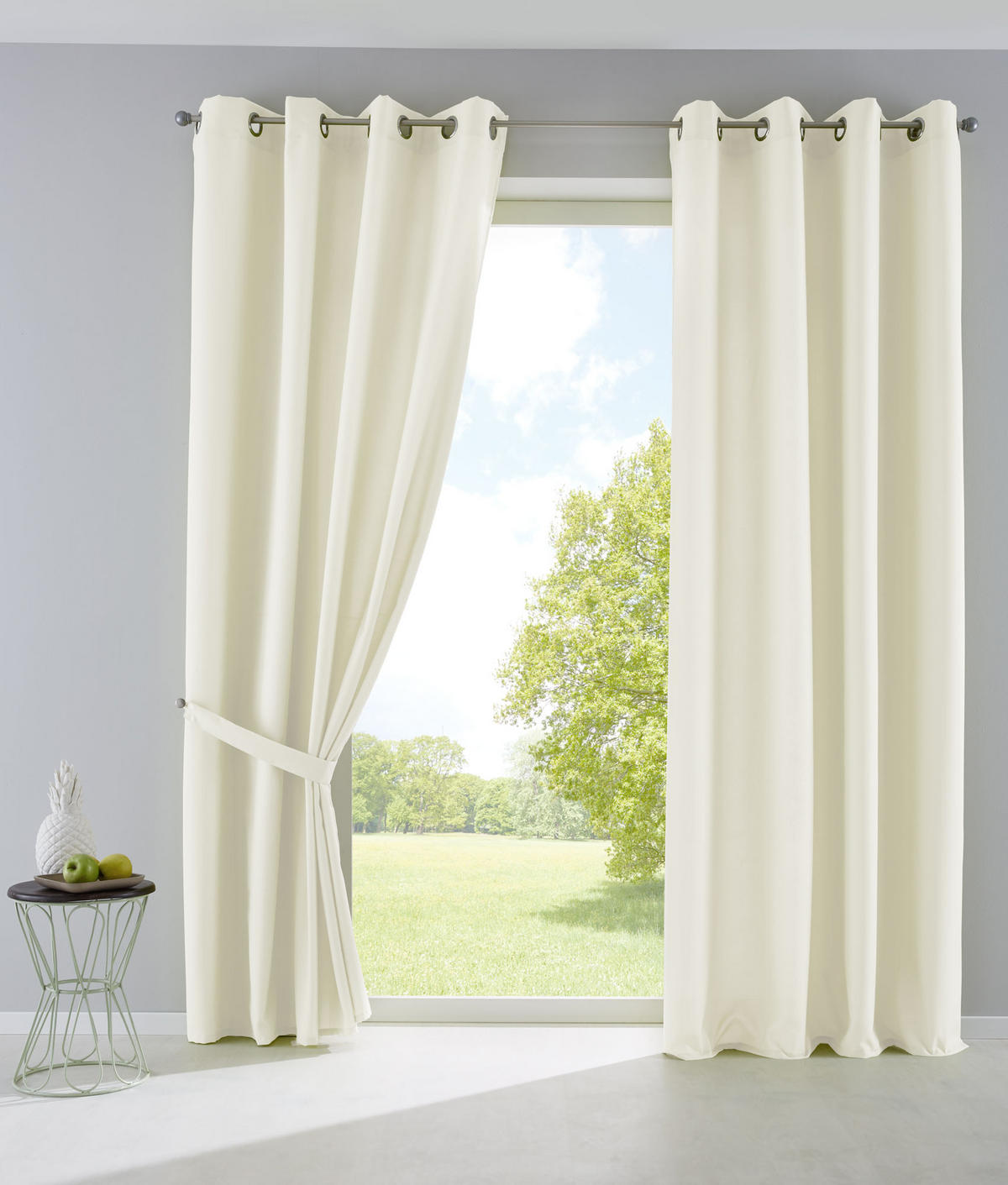 VORHANG 2ER SET PALERMO HxB 145x140 cm Creme - Creme, Textil (140/145cm) - Gardinenbox
