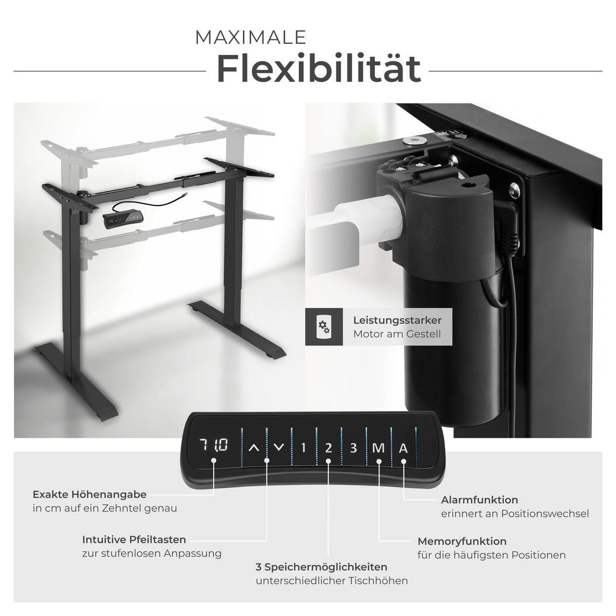TISCHGESTELL Piotr,85 - 129 x 65 x 71 - 121 cm,schwarz - Schwarz, Metall (129/65/121cm) - tectake