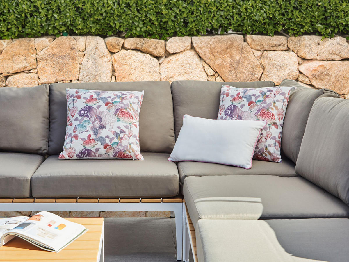 GARTENKISSEN 3er-Set Bunt 50/30 cm Vivid - Pink/Violett, Textil (45/12/45cm) - Beliani