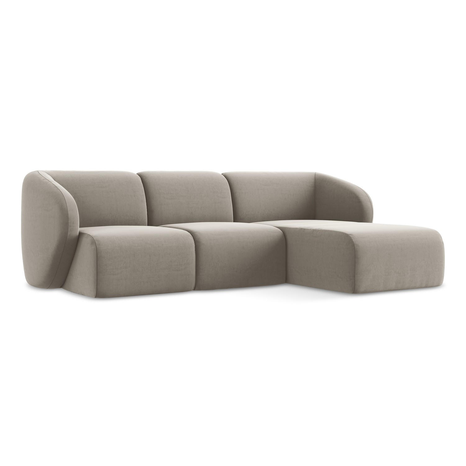 ECKSOFA Rechts Samt Stoff Grau - Taupe/Schwarz, Holzwerkstoff/Kunststoff (248/166cm) - LaMiaSofa