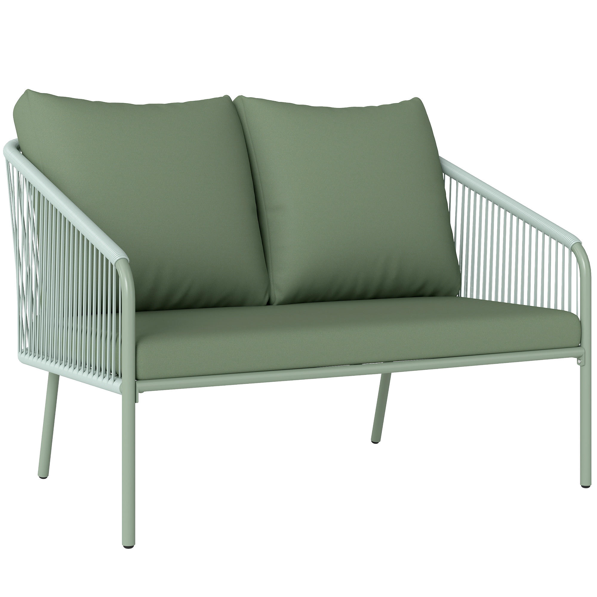 GARTENBANK DE-13502 2-Sitzer mit Geflecht, Stahlrahmen Grün - Grün, Metall (112/76/72cm) - ComfortXL