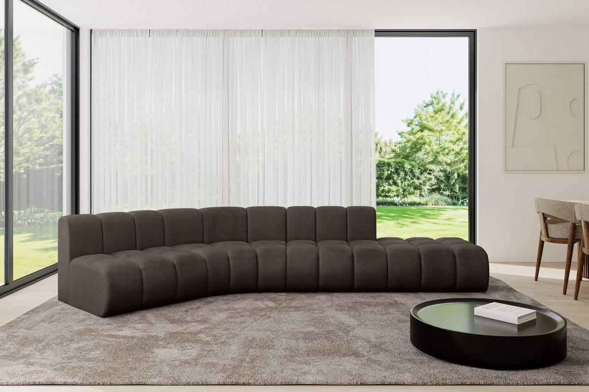 ECKSOFA modulares Sofa Brilo-L1 - 380x174x70 cm Braun - Braun, Holzwerkstoff/Textil (380/174cm) - ALTDECOR