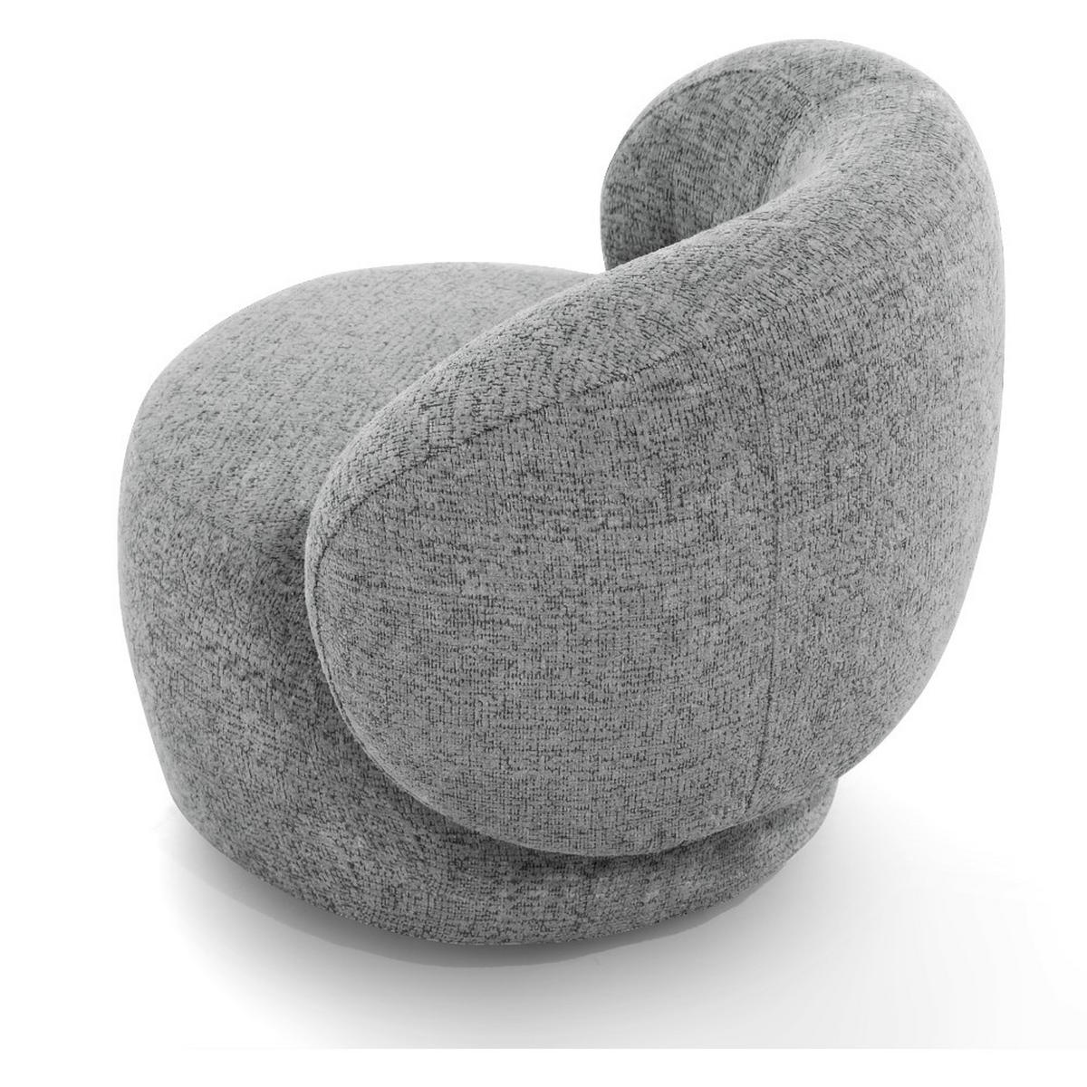 SESSEL Mao, Drehsessel mit runder Form, Silber, Chenille-Stoff - Silberfarben, Textil (99/82/91cm) - Beautysofa