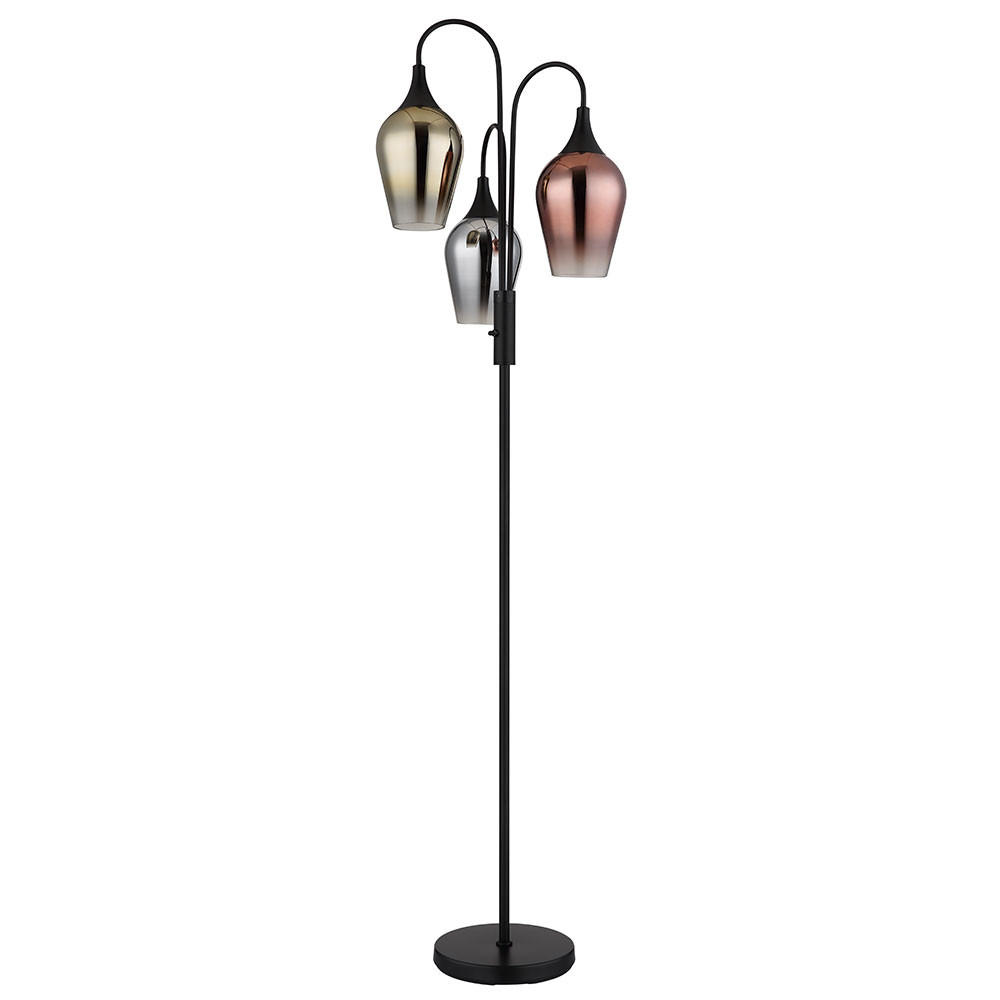 LED STEHLEUCHTE Glas Schwarz Chrom Kupfer - Schwarz, Glas (43/43/165cm) - Globo Lighting