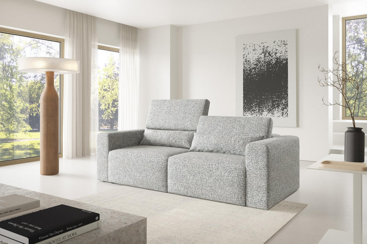 SOFA Modular Premium Grau - Silberfarben/Schwarz, Holz/Holzwerkstoff (225/97/103cm) - Furnisell