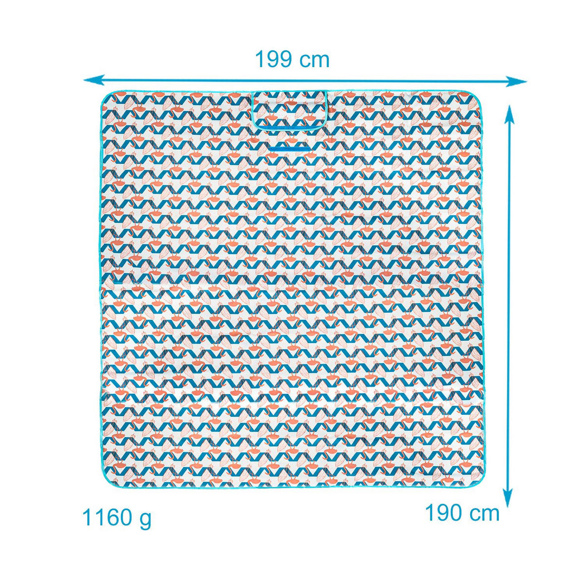 PICKNICKDECKE im Flamingo Design - Blau, Kunststoff (190/199cm)