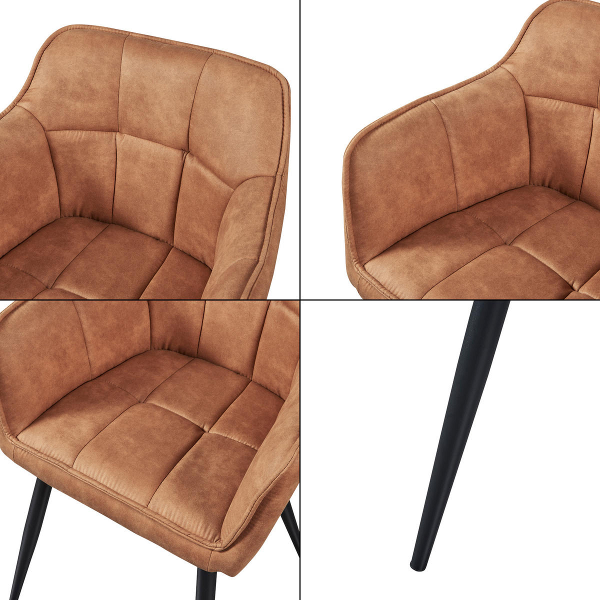 ARMLEHNSTUHL Birmingham - Schwarz/Braun, Textil/Metall (57/81/53cm) - [en.casa]