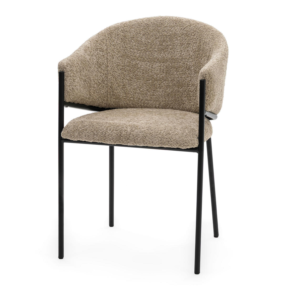 STUHL BUENO gespolsterter - beige - Glamour Boucle Chenille - Ecru/Beige, Textil/Metall (55/83/56cm) - NEW HOME
