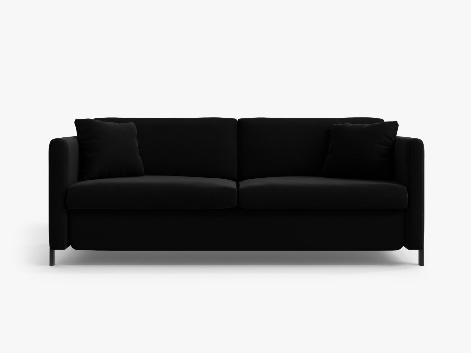 SOFA ausklappbar Gloria aus Samt schwarz 2 Sitzplätze - Schwarz, Textil (102/80/182cm) - Micadoni