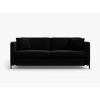 AUSKLAPPBARES-SOFA Gloria aus Samt schwarz 3 Sitzplätze - Schwarz, Textil (102/80/202cm) - Micadoni