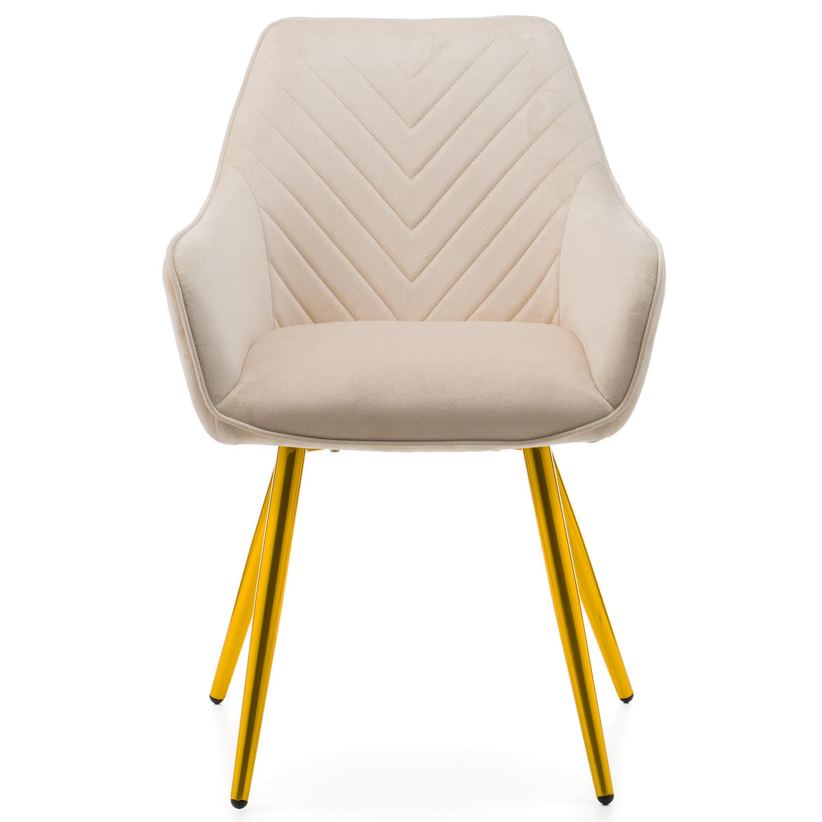 STUHL VASTO gepolstert mit Steppung - beige goldene Beine - Samt Velours - Ecru/Beige, Textil/Metall (58/87/60cm) - NEW HOME