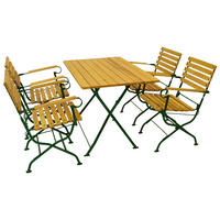 ESS_GRUPPE Townsville 5-teilig, Gartenmöbel Set - Flachstahl - Robinienholz - Gartenset Tisch und Stühle - dunkelgrün - Grün, Holz - TPFGarden