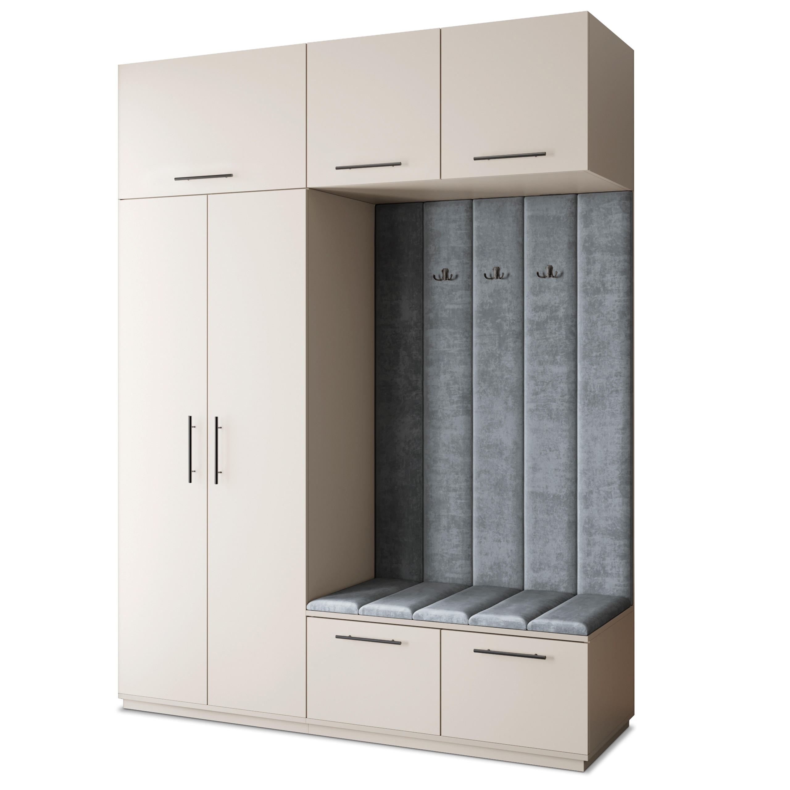 GARDEROBENSCHRANK REMA 180/240/60 cm Modern Garderobe-Set Kaschmir - Kaschmir/Grau, Holzwerkstoff (180/240/60cm) - MASSENO