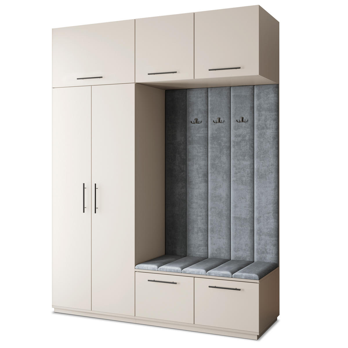 GARDEROBENSCHRANK REMA 180/240/60 cm Modern Garderobe-Set Kaschmir - Kaschmir/Grau, Holzwerkstoff (180/240/60cm) - MASSENO