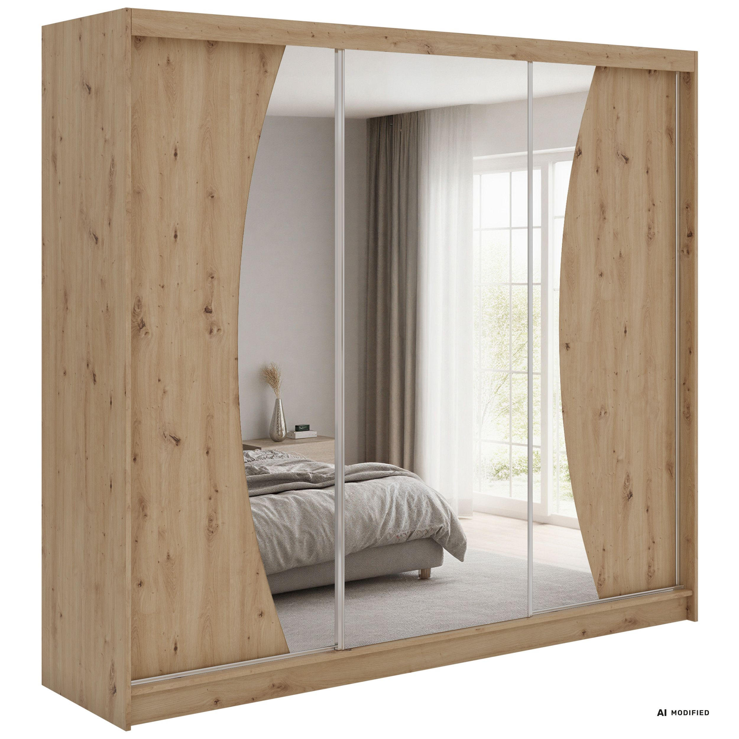 MKS Schwebetürenschrank Eiche Artisan 240x216x61 cm