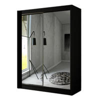 SCHRANK Schwarz HOMA Mit Spiegel Schiebetür 120 cm - Schwarz, Holzwerkstoff (120/215/61cm) - Sepro Meble