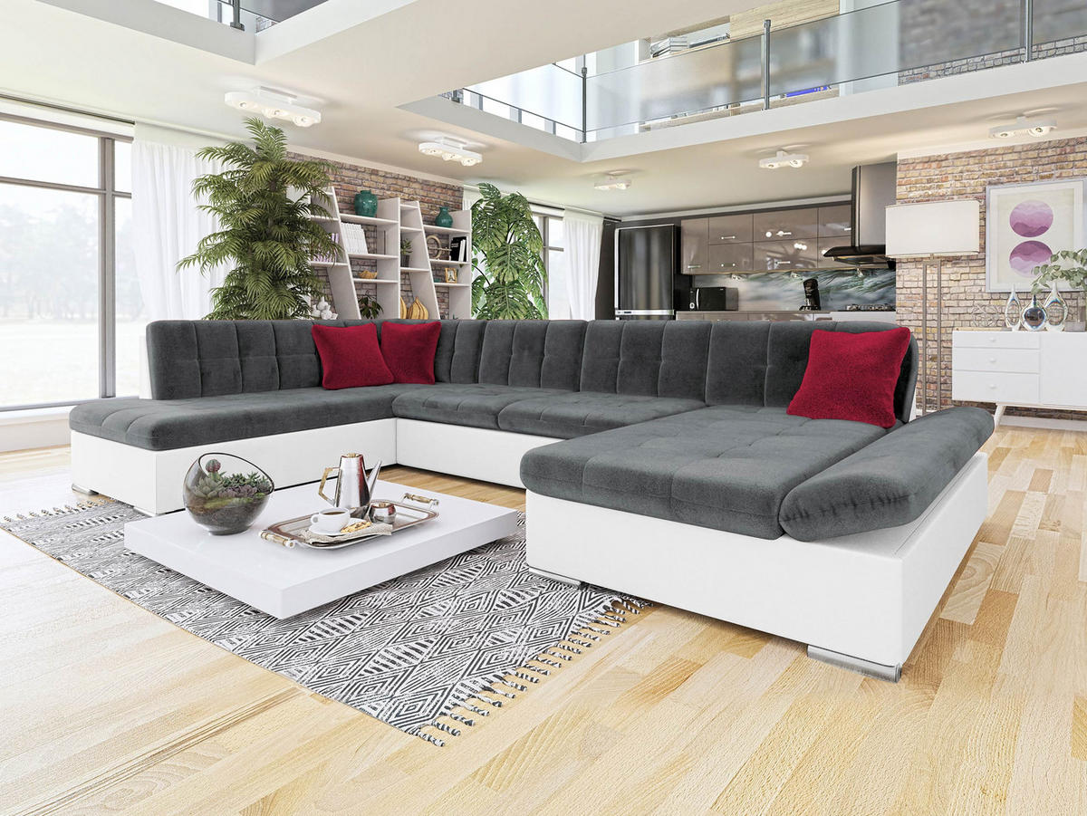 ECKSOFA Bergen, Seite: Rechts - Dunkelgrau/Silberfarben, Holz/Textil (345/76/205cm) - MIRJAN24