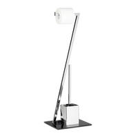WC Garnitur - Silberfarben, Glas/Kunststoff (25/77/25cm) - Relaxdays