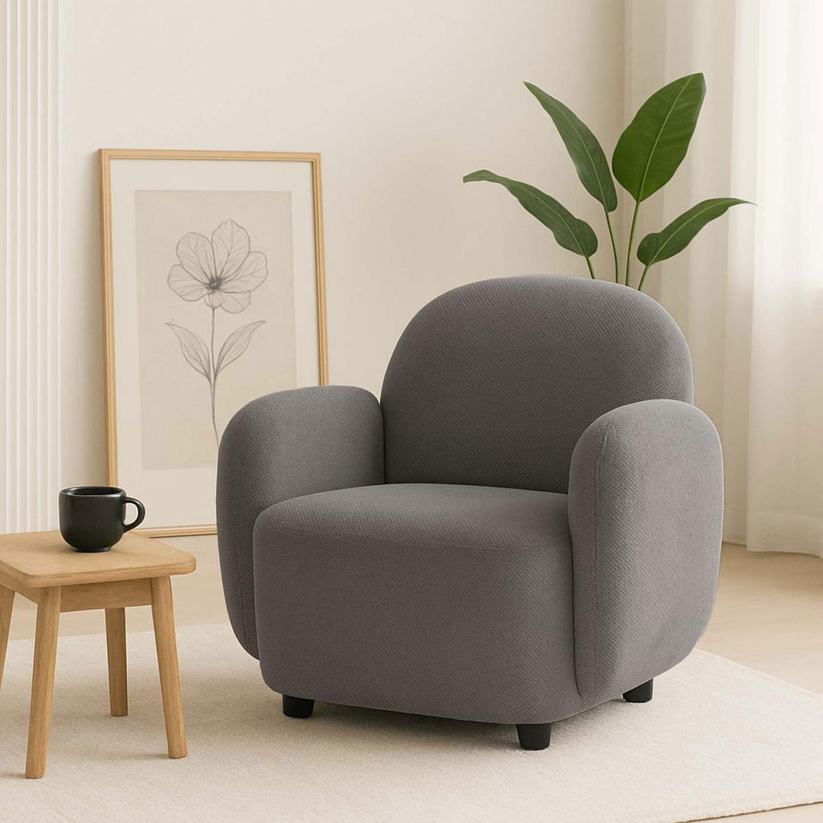 SESSEL Hellgrau - Hellgrau, Textil (86/77/56cm) - MCW