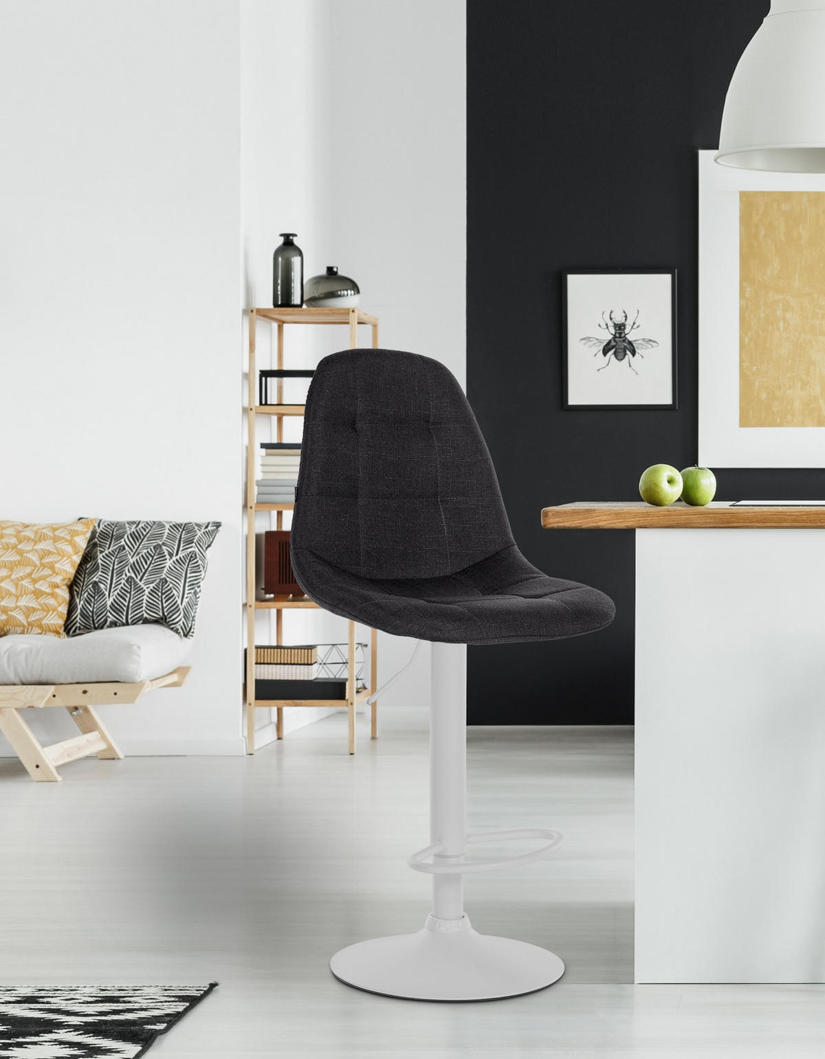 BARHOCKER Metall schwarz - Schwarz, Textil/Metall (47/99/56cm) - CLP