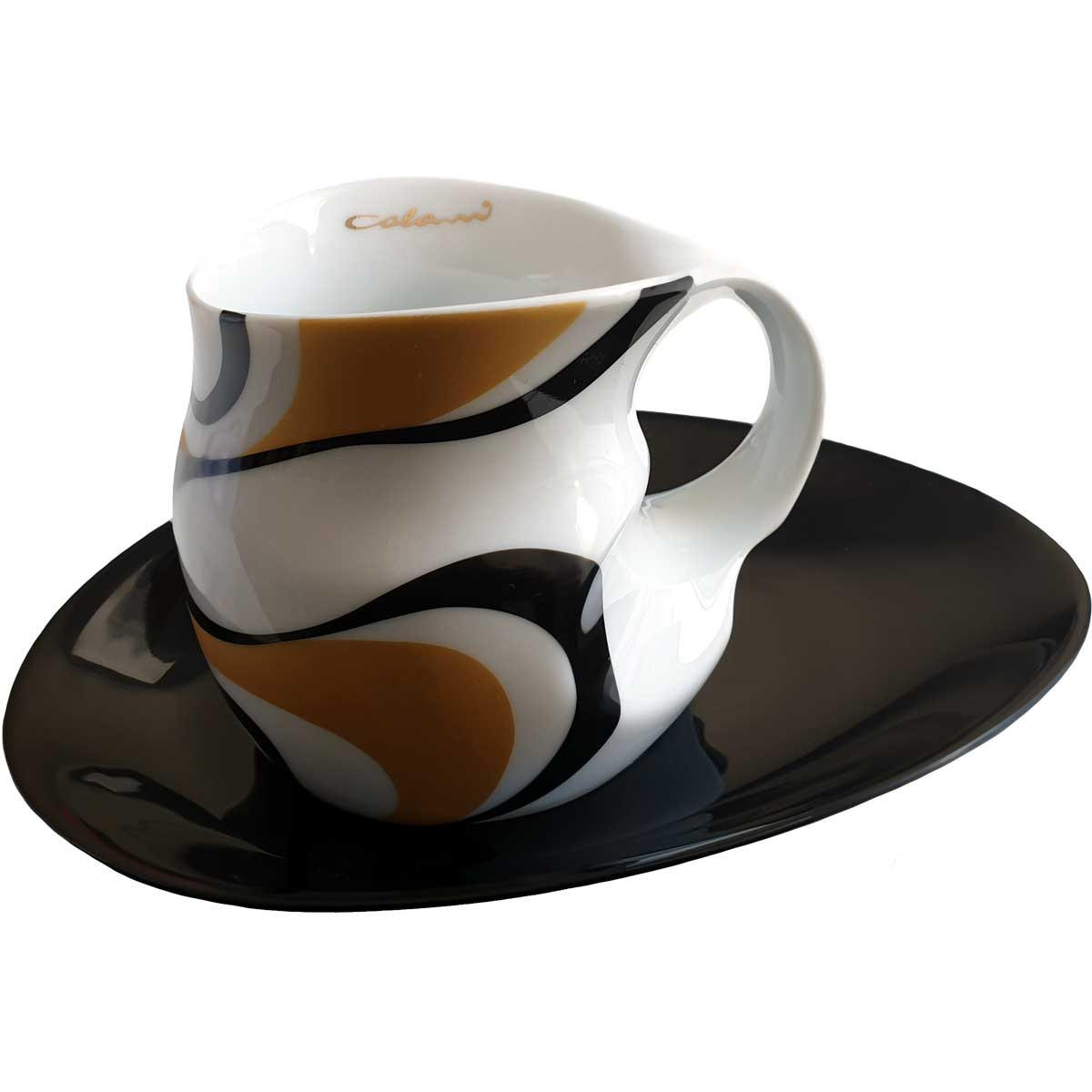 KAFFEE - Cappuccino Tasse wave gold black - Goldfarben/Multicolor, Keramik (0.23L) - Luigi Colani Porzellan