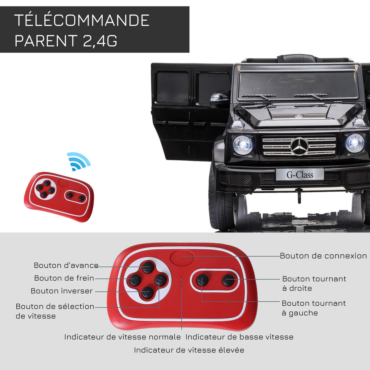 ELEKTRO-KINDERAUTO DE-13096 Fernbedienung Schwarz - Schwarz, Kunststoff (107/64/54cm) - ComfortXL