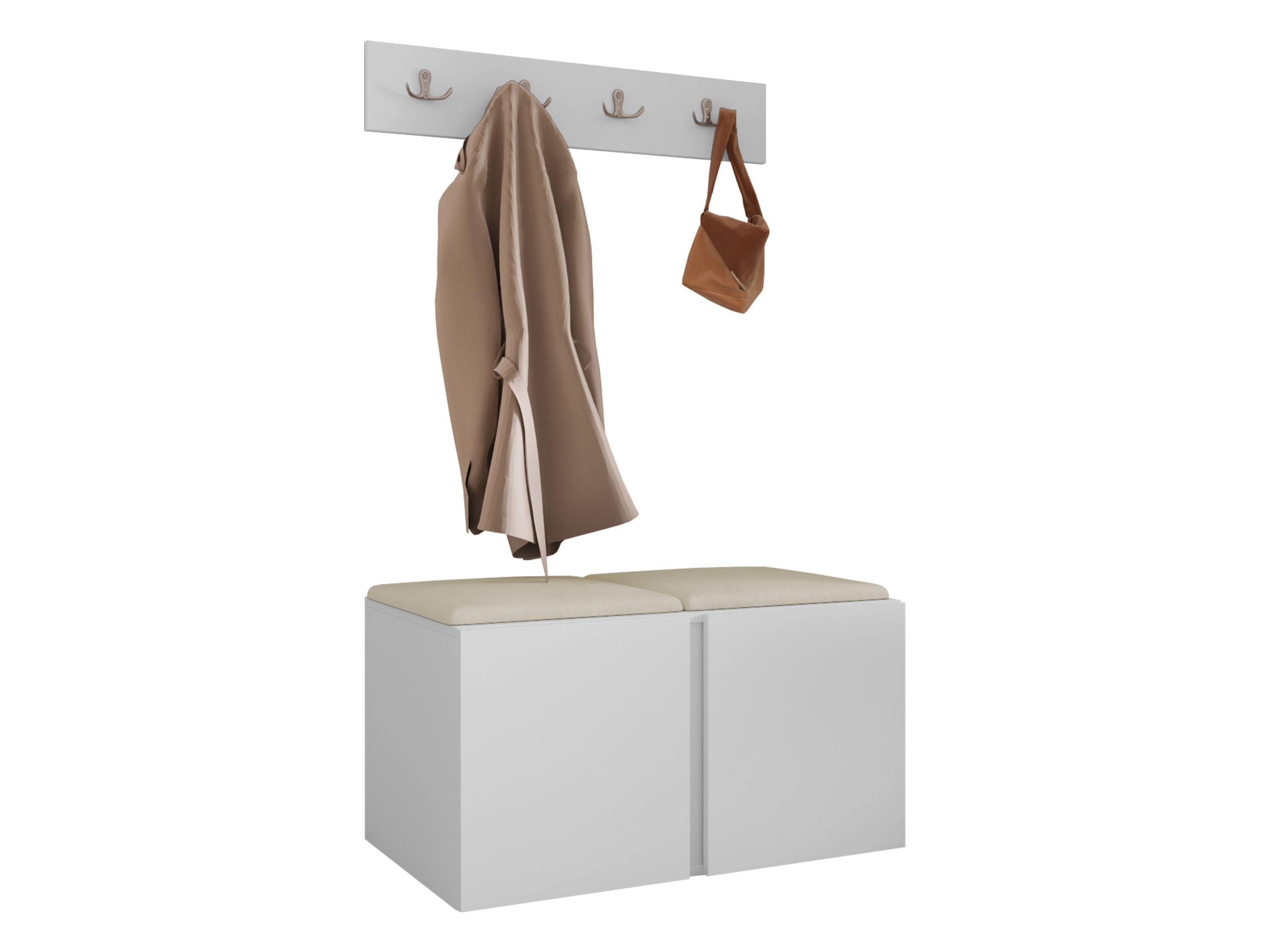 GARDEROBEN-SET Orion VI - Beige/Weiß, Holzwerkstoff/Kunststoff (84/42/46cm) - MIRJAN24