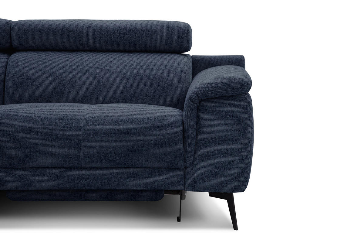 ECKSOFA FIERO 5-Sitzer mit 1 Relaxfunktion, dunkelblau - Dunkelblau, Holzwerkstoff/Textil (228/290cm) - Courtois Laville