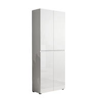 SCHUHSCHRANK Glänzendes Weiß 34/80/200 cm - Weiß, Holzwerkstoff (80/200/34cm) - DMORA