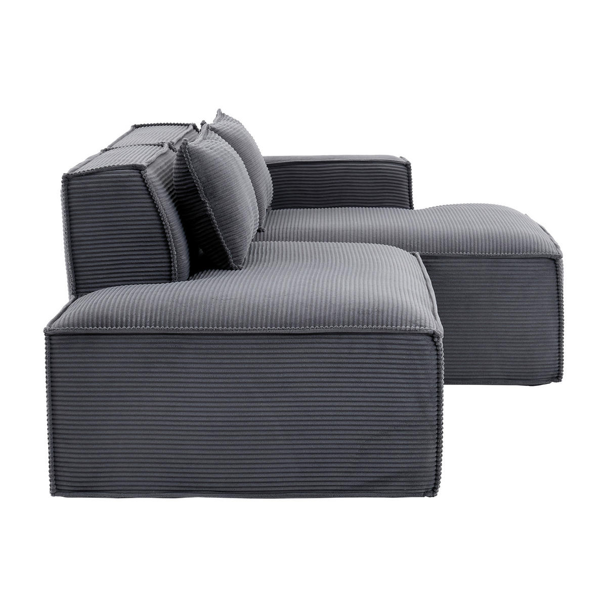 ROHOVÁ POHOVKA čalouněná s taštičkovými pružinami a 2 polštáři - šedá, textil (235/129cm) - Urban Meuble