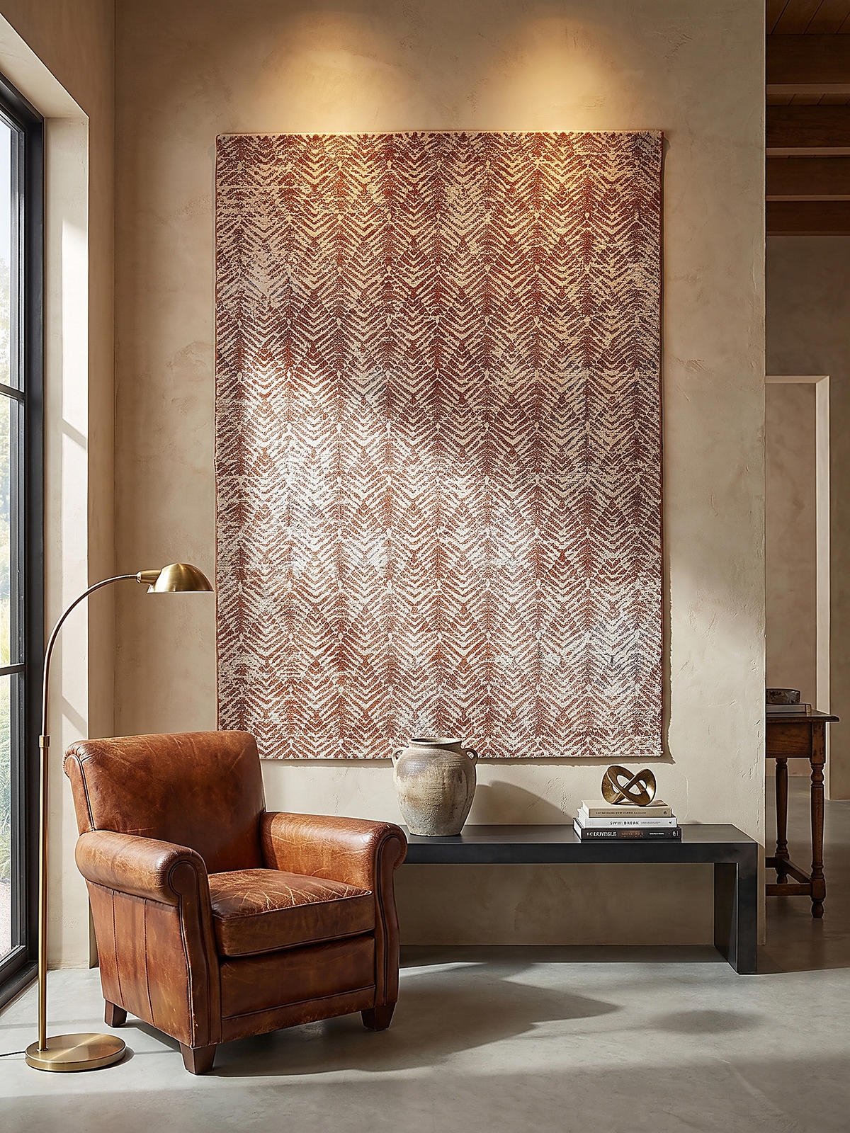 KURZFLORTEPPICH CROAL, Chevron, Natur-Terrakotta, 160 x 230 cm - Beige, Textil (160/230cm) - KADIMA DESIGN