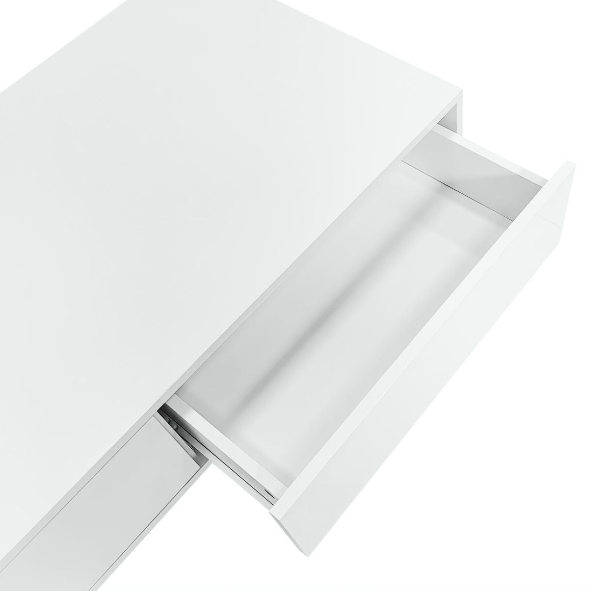 COUCHTISCH 115/55/34 cm in Weiß mit 2 Schubladen und LED-Beleuchtung - Weiß, Holzwerkstoff (115/55/34cm) - Flora Grace