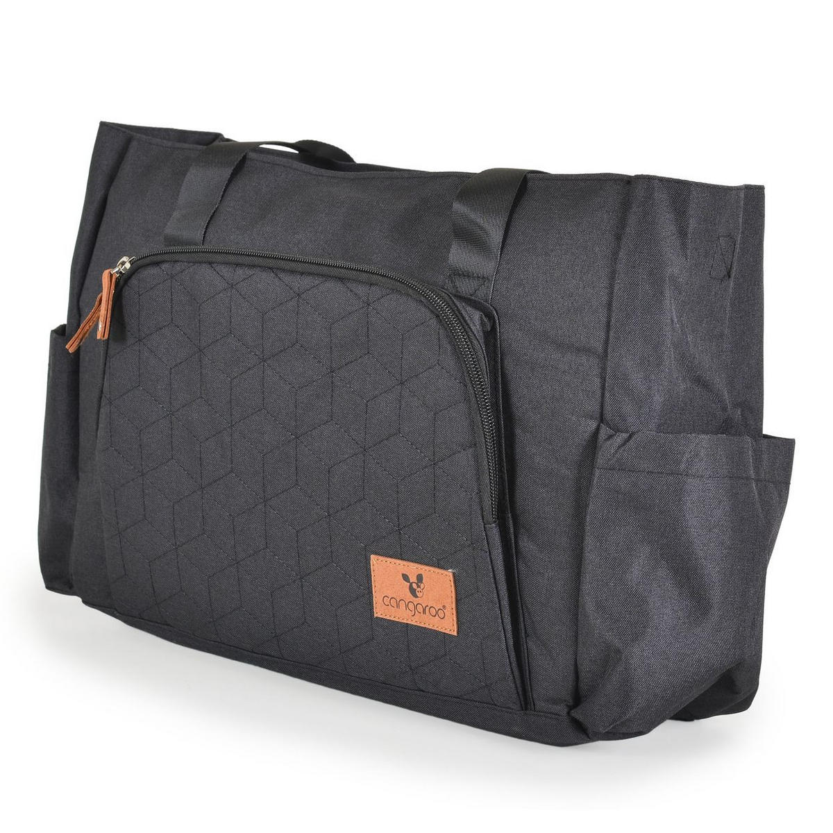 WICKELTASCHE Keily schwarz Wickelunterlage, Vordertasche, Seitentaschen, Kinderwagenclips - Schwarz, Textil (13/29/44cm) - Cangaroo