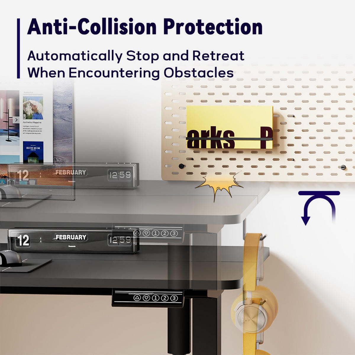 SCHREIBTISCH elektrisch höhenverstellbar Schwarz - Schwarz, Metall (124/34/13.5cm) - Rattrix