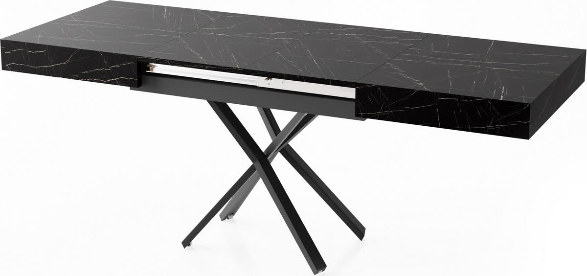 COUCHTISCH Cavetta X höhenverstellbar ausziehbar, Marmor Schwarz 120-200/80/27-76 cm - Anthrazit/Schwarz, Holzwerkstoff/Metall (80/120/76cm) - WFL GROUP