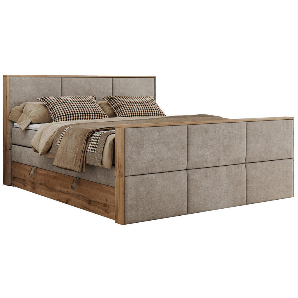 MKS POSTEL BOXSPRING ALBERO 2 KING DUO 200/200 - Béžová Strukturovaná látka - H3